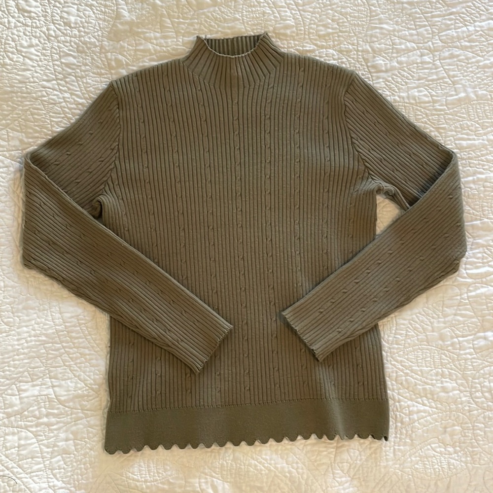 Olive Green Adrianna Papell Long Sleeve Knit Turtleneck